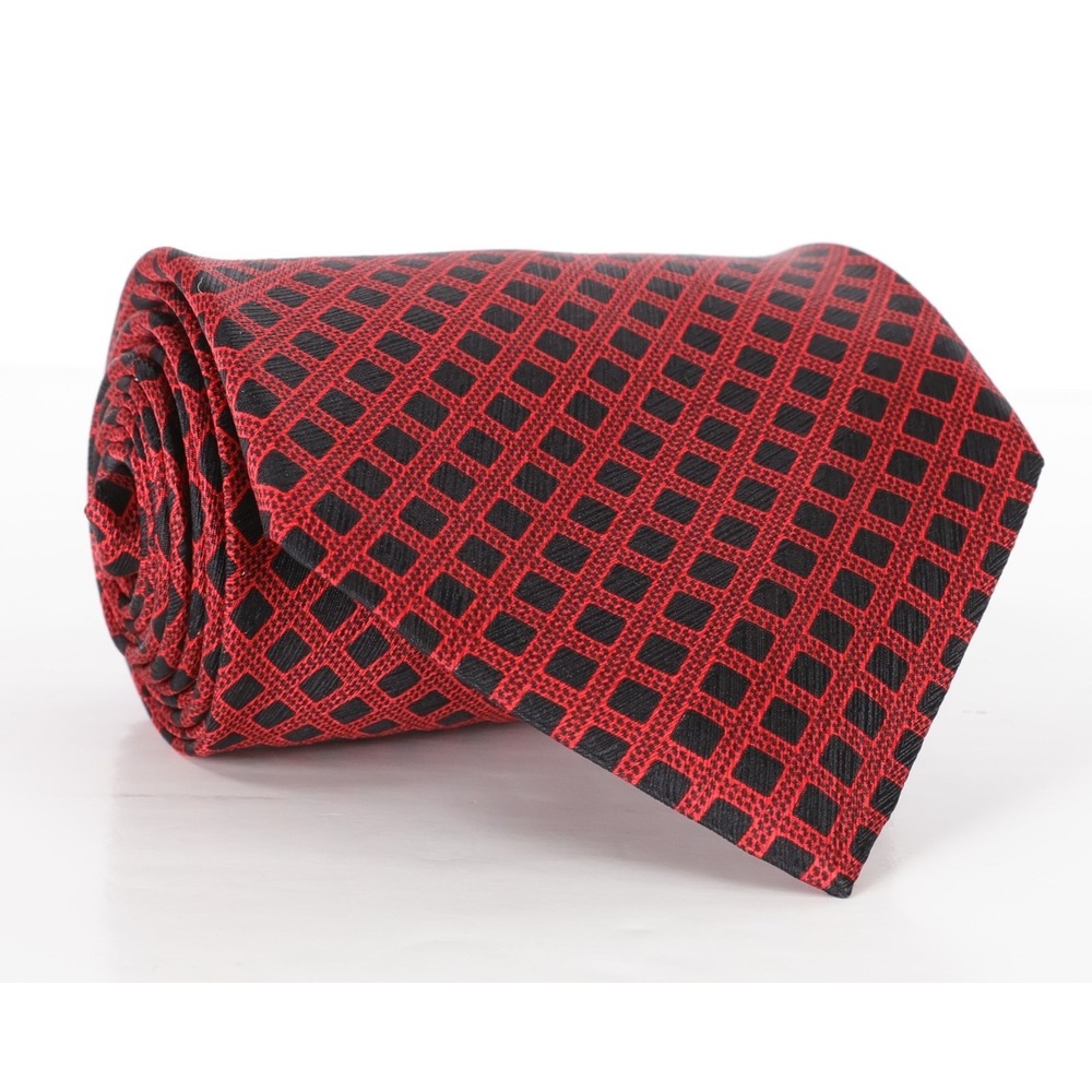 Stefano Ricci Silk Neck Tie Red Black Geometric 100% Silk Made In Italy 4"